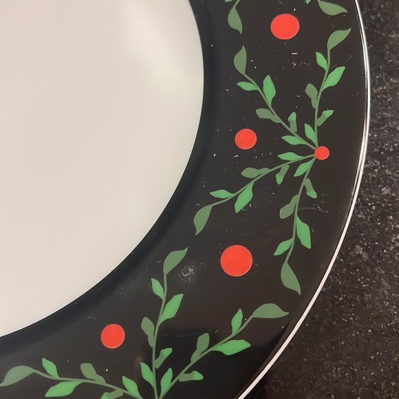 Bridget Dobson (4) Salad Plates "Cocky Twos Holiday" Pattern Fine Porcelain - Picture 3 of 7